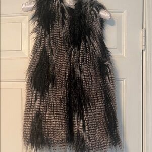 H&M Black and White Faux Fur Vest